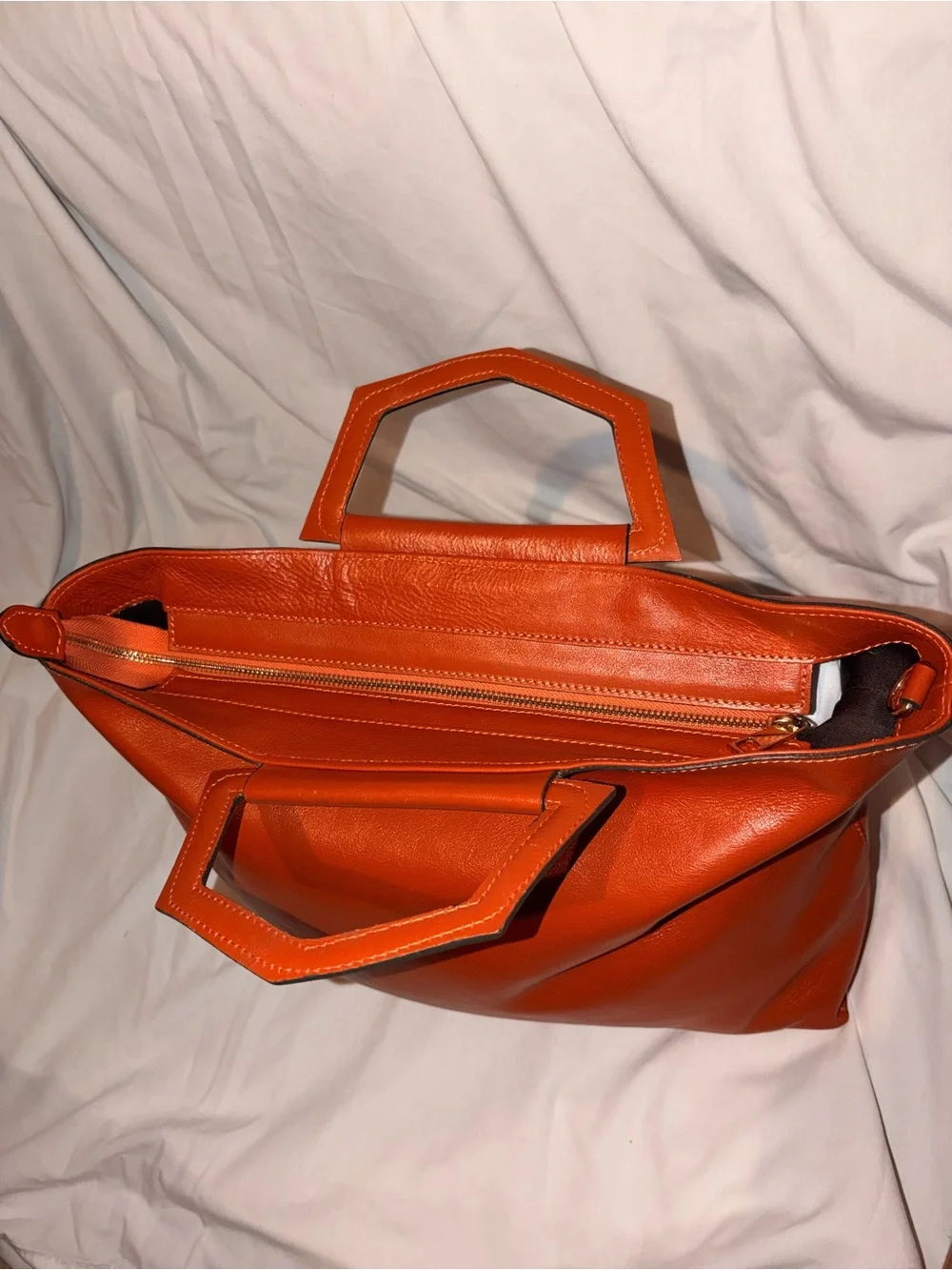 Anna Paola Rust Orange Italian Leather Tote